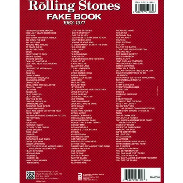 Alfred Music Publishing Rolling Stones Fake Book