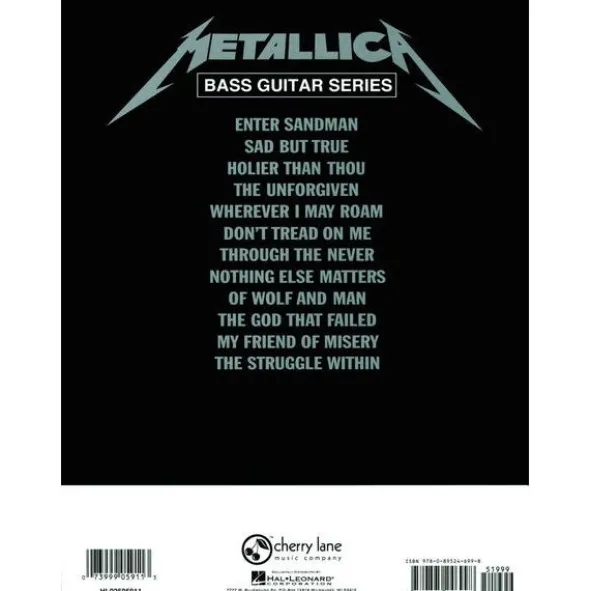 Cherry Lane Music Company Metallica Black Album Bass