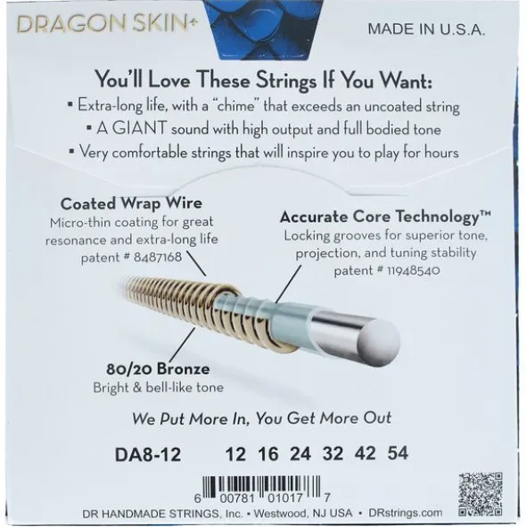 DR Strings Dragon Skin+ DA8-12 Coated