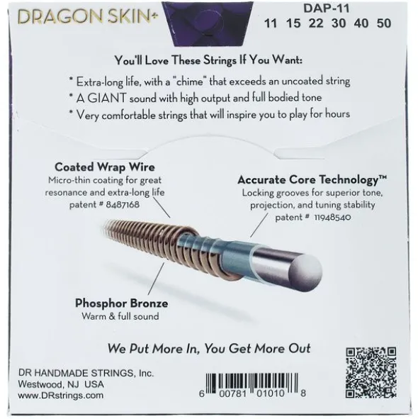DR Strings Dragon Skin+ DAP-11 Coated