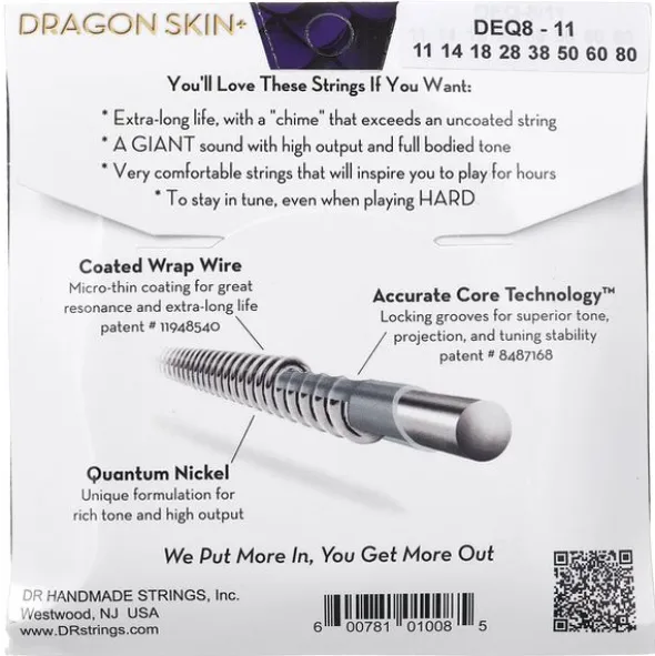 DR Strings Dragon Skin+ DEQ-8/11 Coated