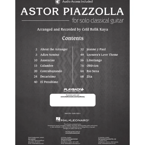 Hal Leonard Astor Piazzolla Guitar