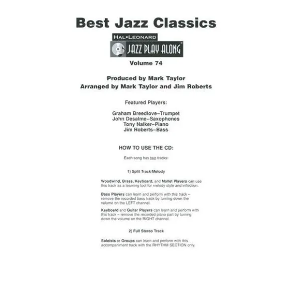 Hal Leonard Jazz Play-Along Best Jazz