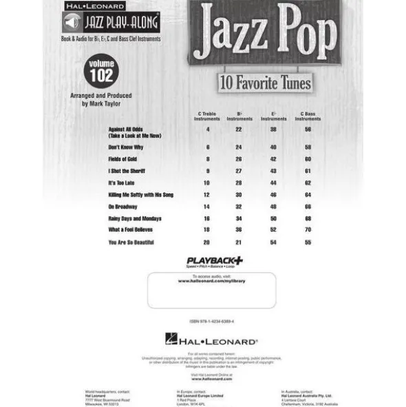Hal Leonard Jazz Play-Along Jazz Pop