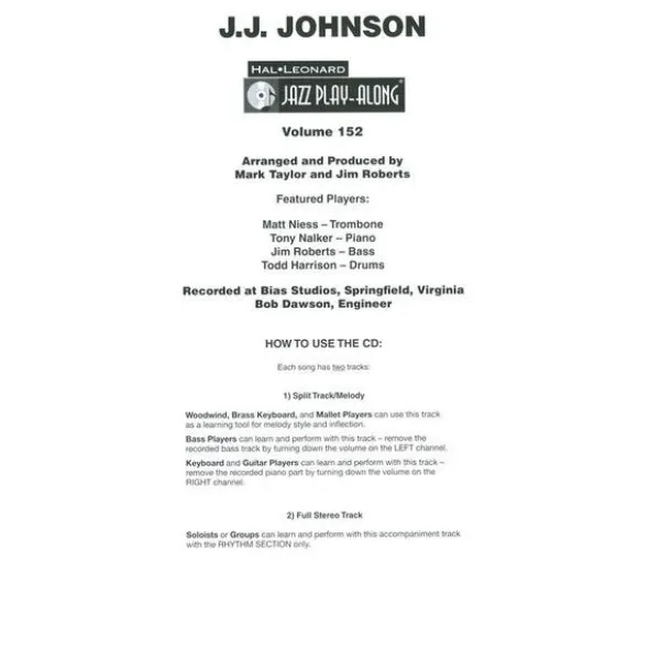 Hal Leonard Jazz Play-Along J.J.Johnson