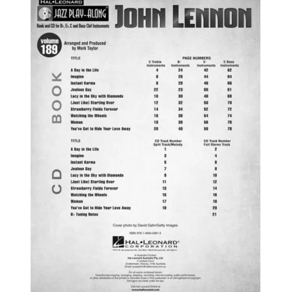Hal Leonard Jazz Play-Along John Lennon
