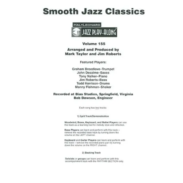 Hal Leonard Jazz Play-Along Smooth Jazz