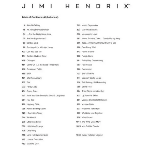 Hal Leonard Jimi Hendrix Complete Scores