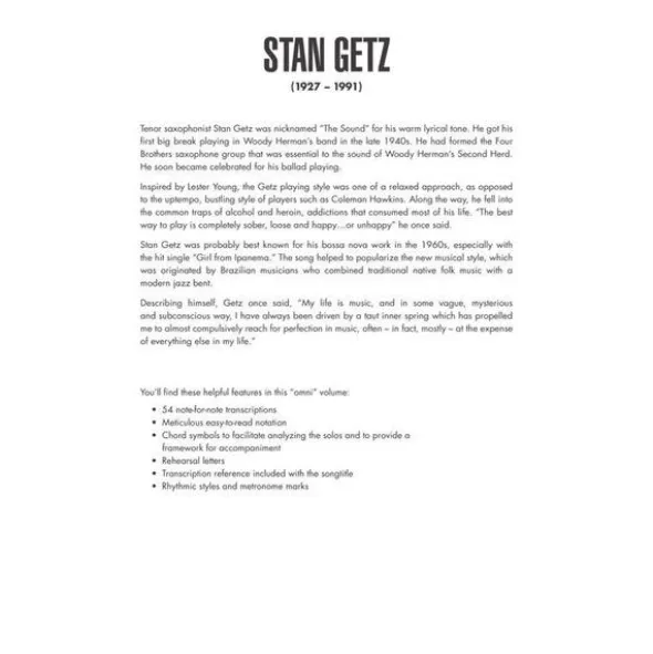 Hal Leonard Stan Getz Omnibook C