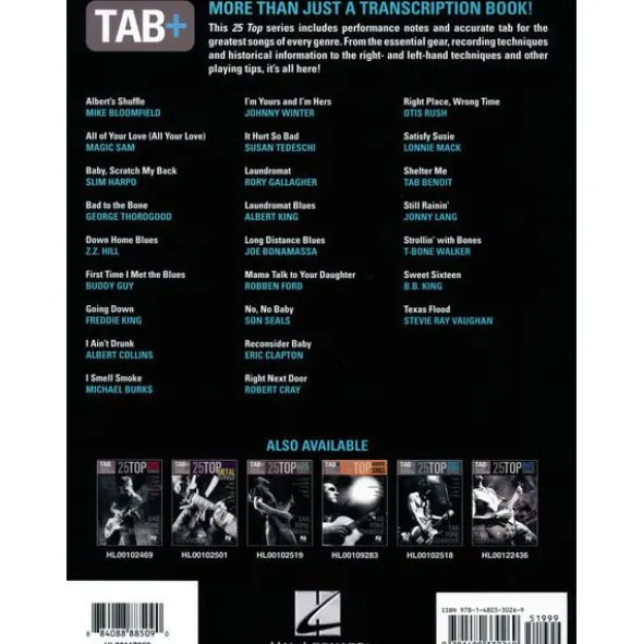 Hal Leonard Tab+ 25 Top Blues Songs