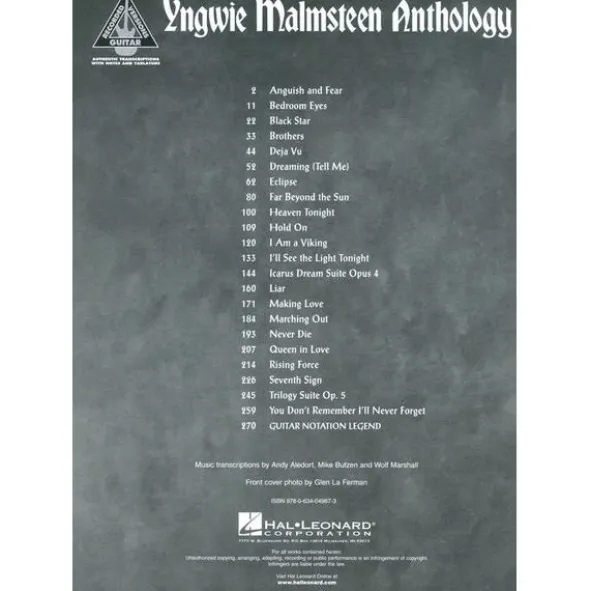 Hal Leonard Yngwie Malmsteen Anthology
