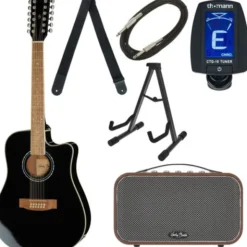 Harley Benton D-200CE-12BK Bundle