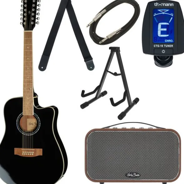 Harley Benton D-200CE-12BK Bundle