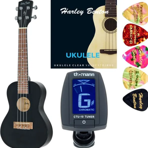 Harley Benton UK-12C Black Bundle