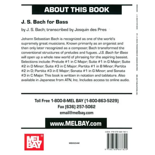 Mel Bay J. S. Bach For Bass