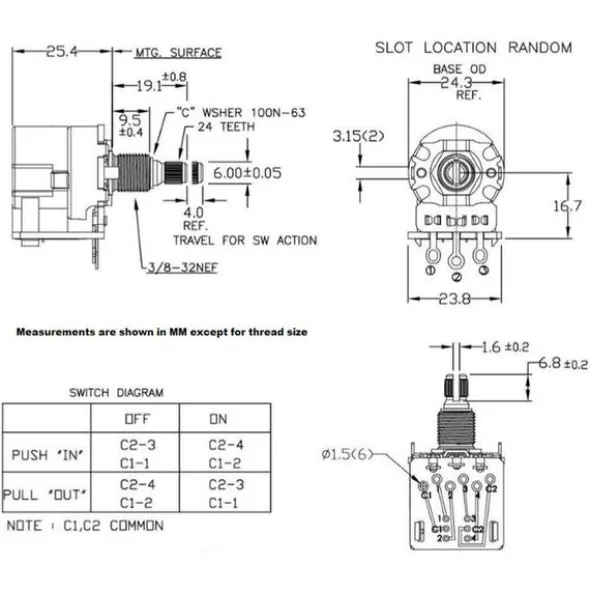 Mojotone CTS 500K Std. Split P/P VT Pot