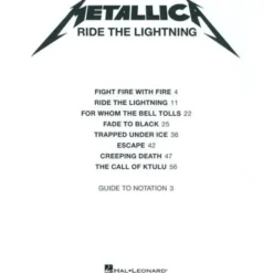 Music Sales Metallica Ride The Lightning