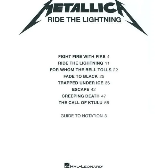 Music Sales Metallica Ride The Lightning