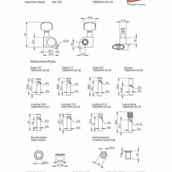 Schaller M6 135 Locking 6L NI