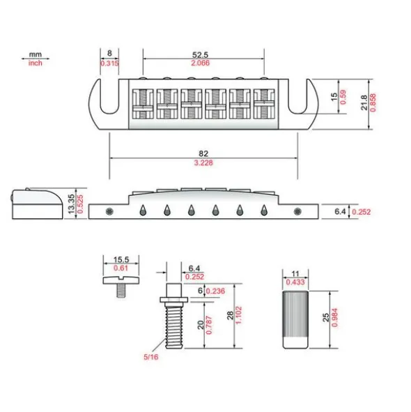 TonePros AVT2P N Wraparound Bridge