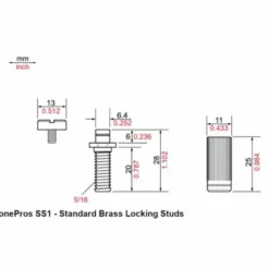 TonePros SS1 N Brass Locking Studs