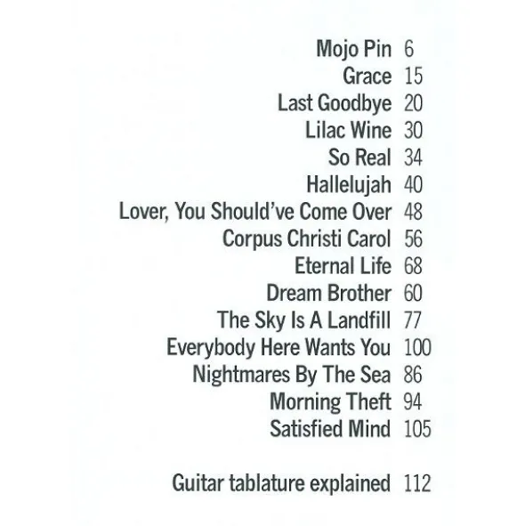 Wise Publications Jeff Buckley Grace